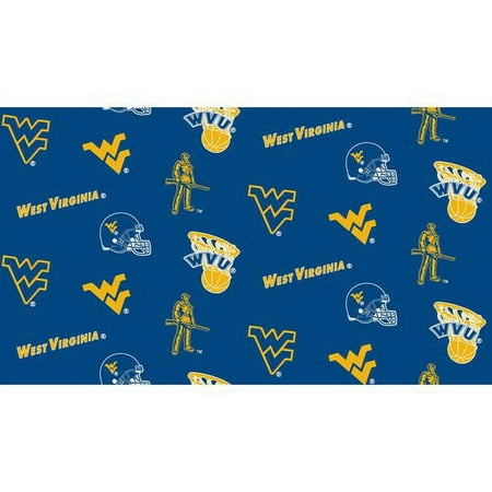 West Virginia University Fabric Super Soft Collegiate Classic Fleece Allover Design-Sold by the Yard