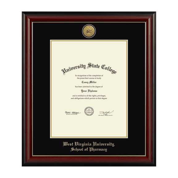 Framerly - WVU Pharmacy Diploma Frame with Black and Gold Mat