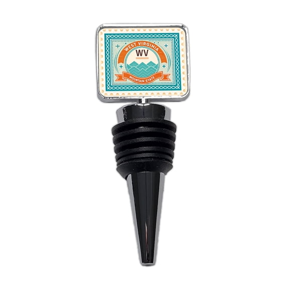 West Virginia WV Mountain State Travel Vacation Stamp Wine Bottle Stopper Cap Plug