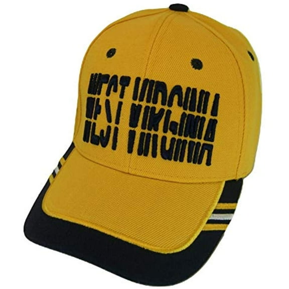West Virginia Window Shade Font Men's Adjustable Baseball Cap (Gold/Navy)