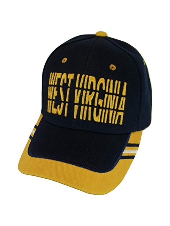 West Virginia Window Shade Font Men's Adjustable Baseball Cap (Navy/Gold)