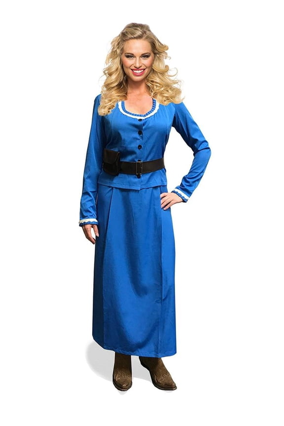 West World Inspired Women's Western Vintage Edwardian Steampunk Costume Dress | Blue Female
