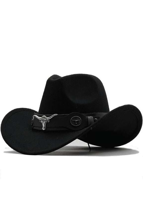 West cowboy hat Chapeu black wool man Wome hat Hombre Jazz hat Cowgirl large hat for men sombreros 56-58Cm Gossifan Classic Womens Western Cowboy Cowgirl Hats with Wide Belt