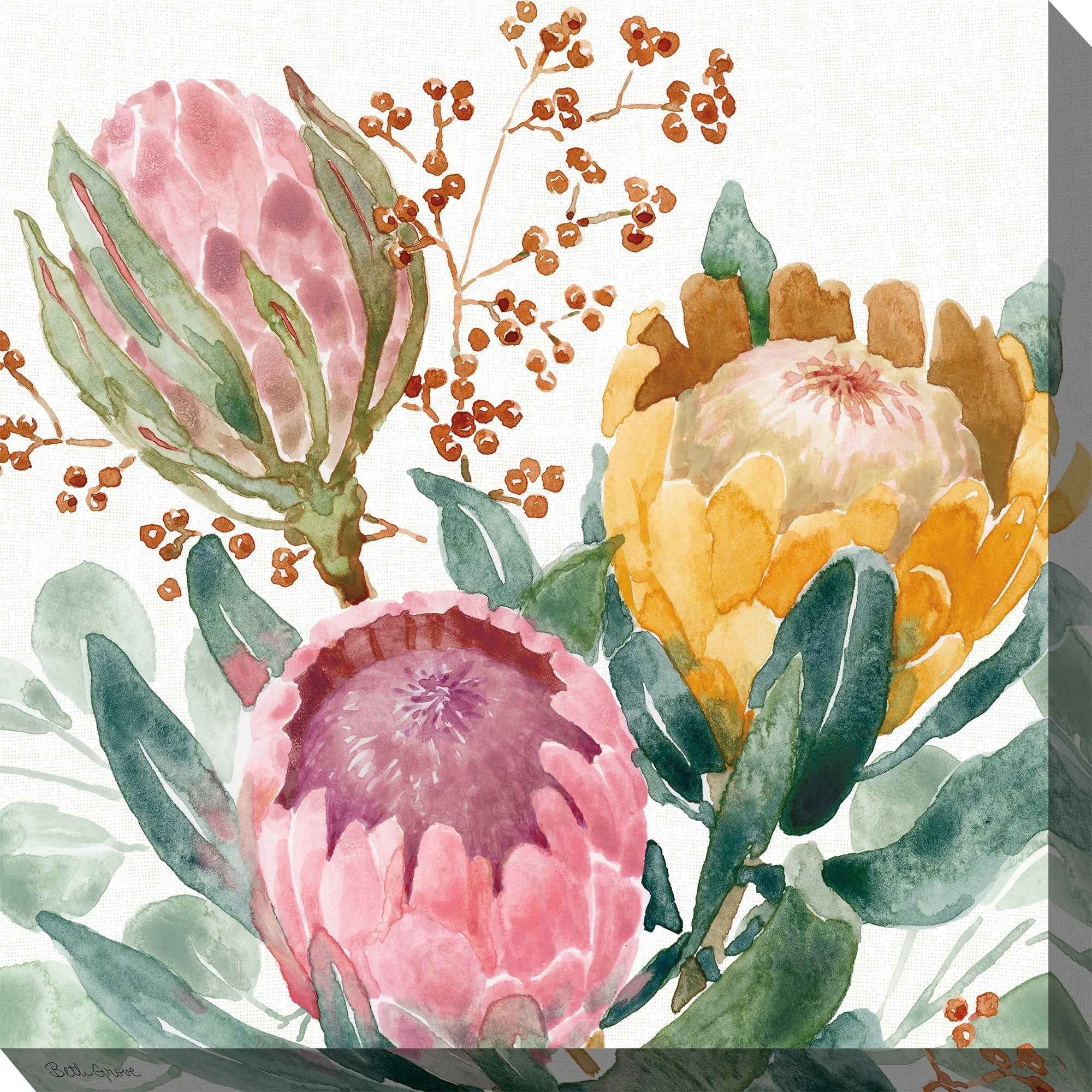 Protea Passion 24" Square Multicolor Canvas Outdoor Art Print