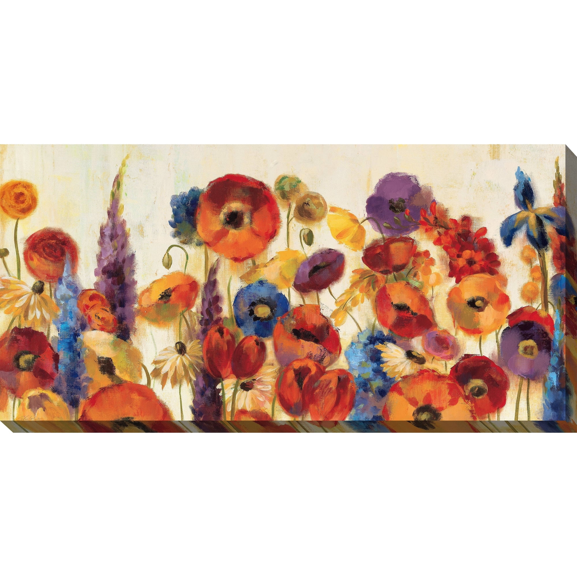 Vibrant Floral Outdoor Canvas Art with UV Protection, 48x24