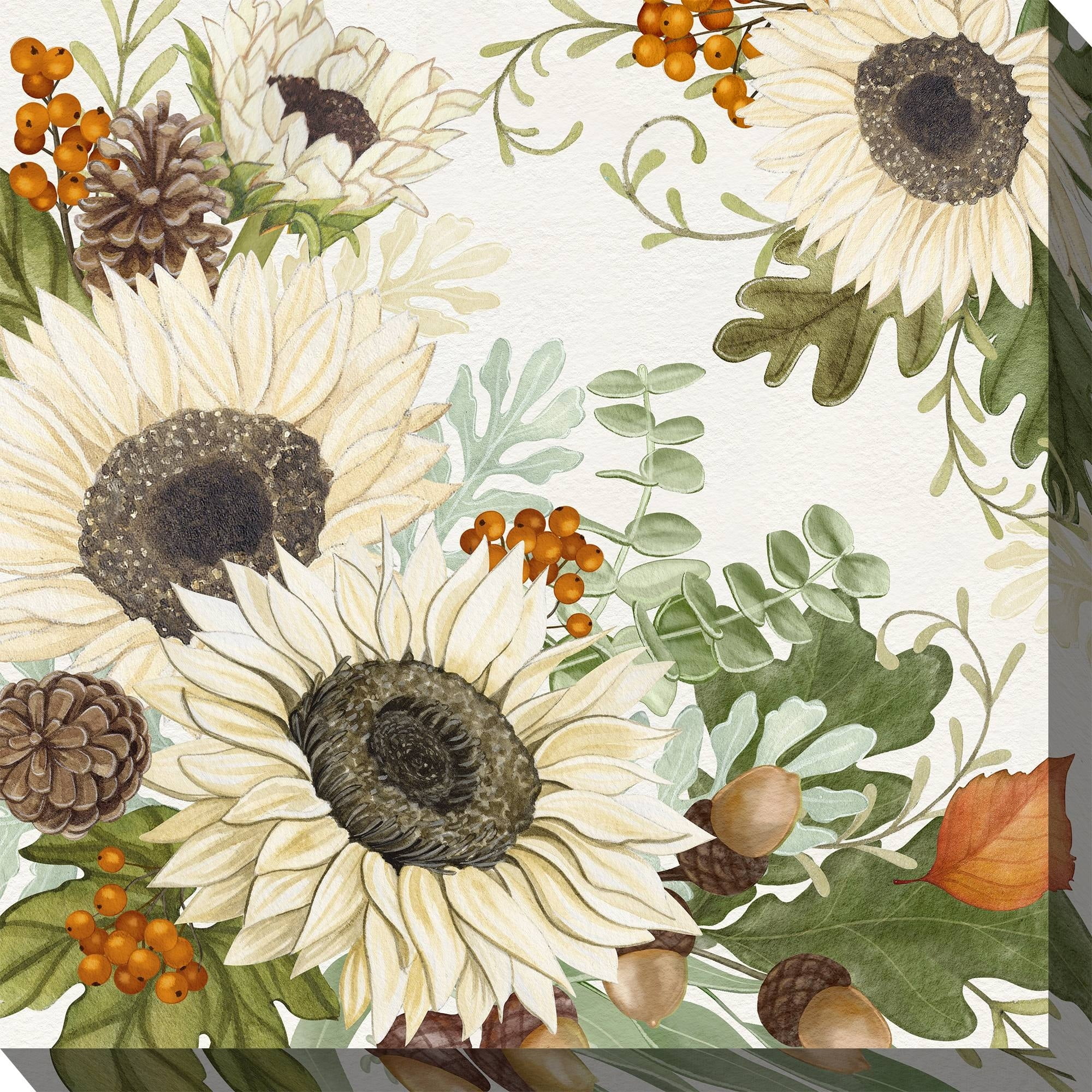 Sunflower and Pinecone Outdoor Canvas Art Print