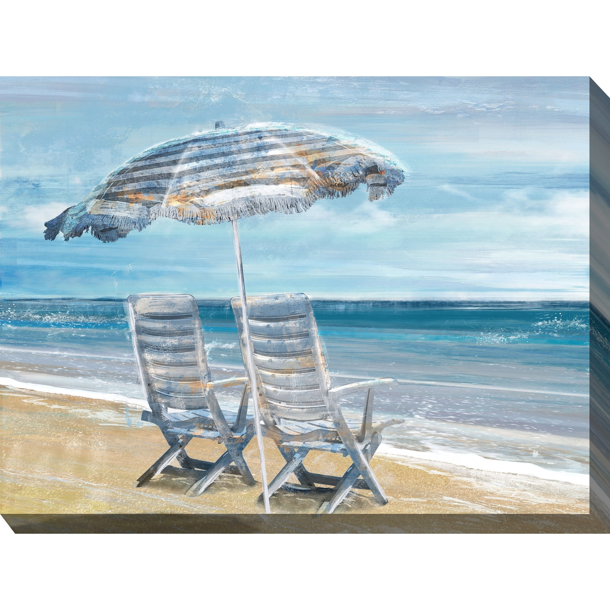 Waters Edge Beach Scene UV-Protected Canvas Art 40"x30"