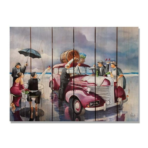 West's Wine Topper - 33x24 Indoor/Outdoor Cedar Wall Art - Multi-color