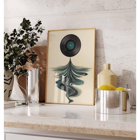 WestConfe Abstract Vinyl Record Poster – Modern Music Art, Retro Vinyl Design, Geometric Wall Decor, Surreal Record Artwork, Music Print