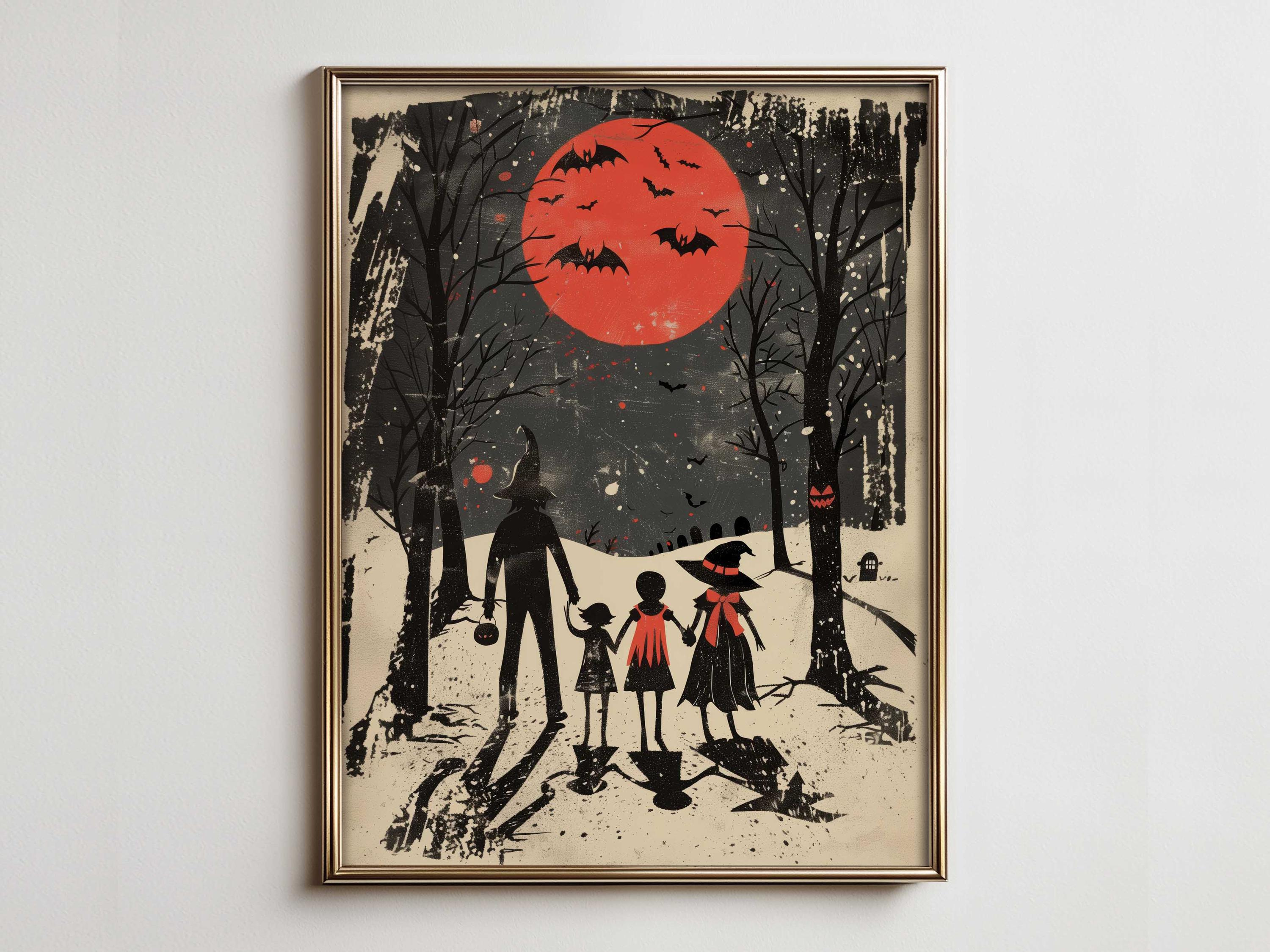 WestConfe Aesthetic Retro Trick or Treaters Poster - Halloween Print