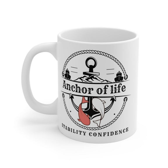 WestConfe Anchor of Life Mug, Nautical Design 11oz Tea Cup, Ocean Lover Gift, Coffee Mug with Anchor Print, Unique Sea Theme Drinkware, Maritime Decor