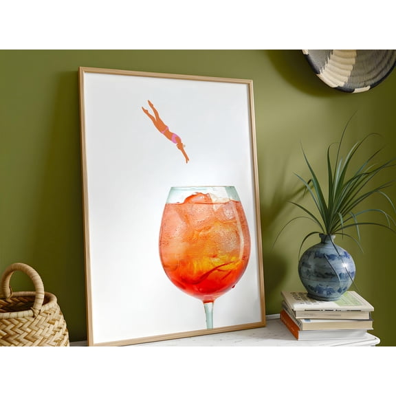WestConfe Aperol Spritz Italian Poster - Mounted Framed Art for Home Decor - Ready to Hang
