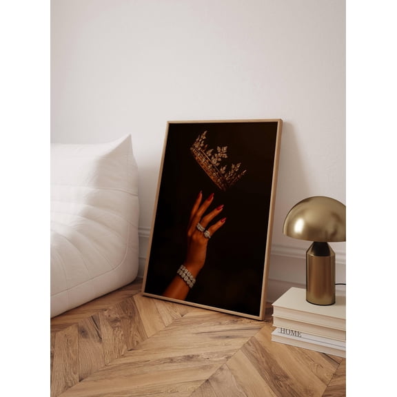 WestConfe Black Queen Art Print: Diamond Crown, Regal Feminine Decor