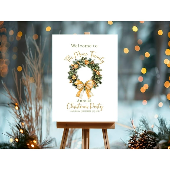 WestConfe Christmas Party Custom Sign Editable Holiday Poster Template Christmas Welcome Sign Friendsmas Entrance Sign