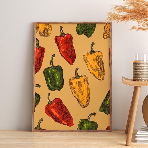 WestConfe Colorful Pepper Poster | Minmal Kitchen Wall Art | Elegant Kitchen Poster | Pepper Kitchen Decor | Veggie Poster | Contemporary Kitchen Poster