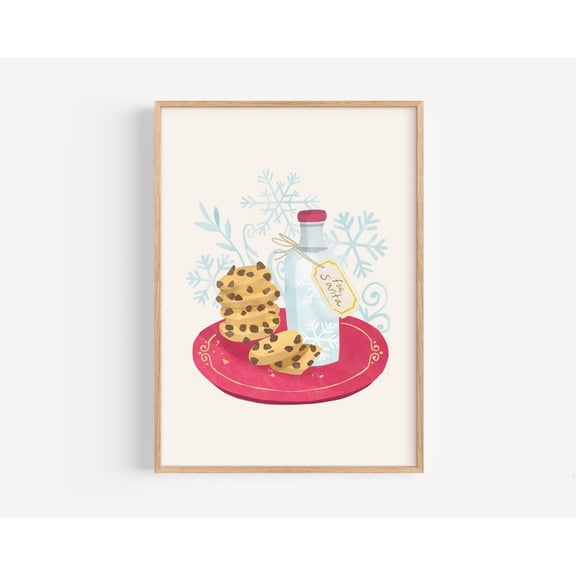 WestConfe Cookies and Milk for Santa Print: Festive Christmas Kitchen Art