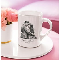WestConfe Custom Anniversary Couple Ceramic Mug, Husband Wife, Boyfriend Girlfriend Gift - Custom Picture Coffee Cup, Wedding Anniversary Present