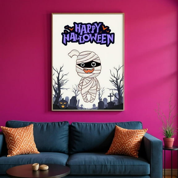 WestConfe Cute Halloween Ghost Poster – Pastel Kawaii Wall Art – Physical Print for Party & Door Decoration Premium Matte Paper Poster