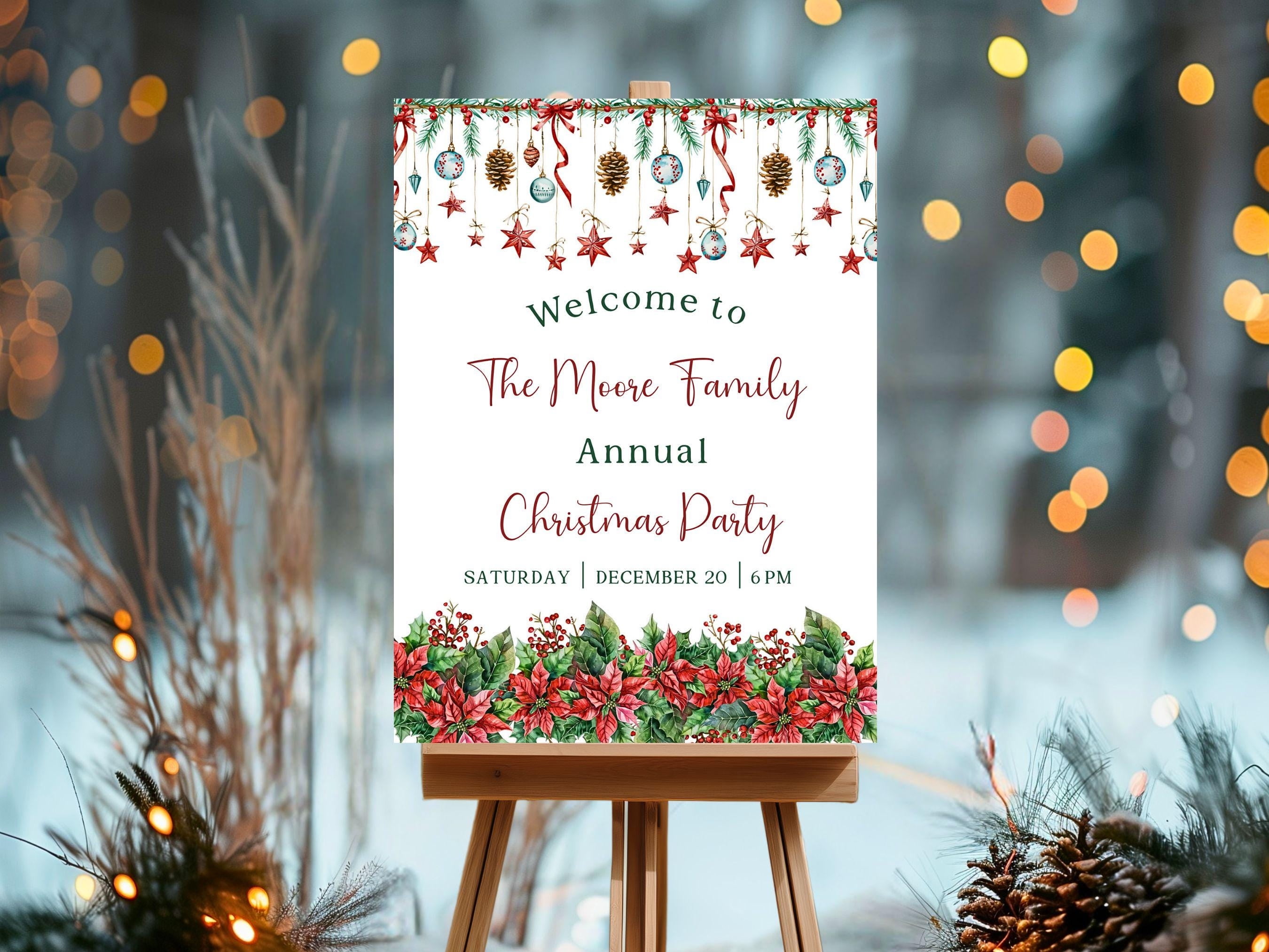 WestConfe Editable Christmas Party Entrance Sign Holiday Party Welcome ...