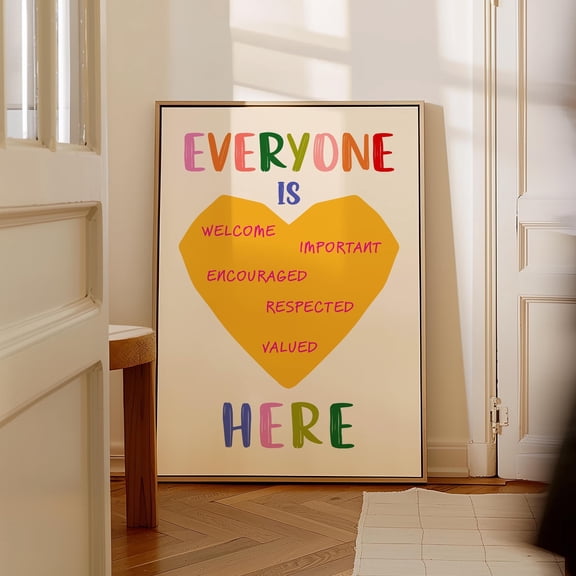 WestConfe Everyone is Welcome Here, Diversity and Inclusion Poster, School Counselor Decor, Therapy Office Decor, Safe Space Wall Art Print
