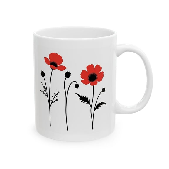 WestConfe Floral Ceramic Mug - Vintage Poppy Design, Perfect for Coffee Lovers, Gift for Her, Home Decor, Mother's Day, Office Essentials, Tea Time