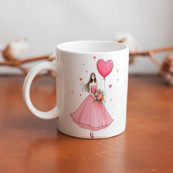 WestConfe Girl Mug Wrap Lovers Mug Wrap, White Ceramic Mug PNG Press Design, Coffee Cup, Gift For Her