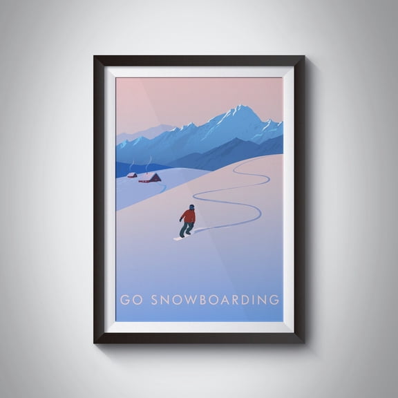WestConfe Go Snowboarding Print, Travel Poster, Outdoor Adventure Sport, Gift for Snowboarder, Mountaineering, Skiing, Hiking, Vintage Ski Poster Art