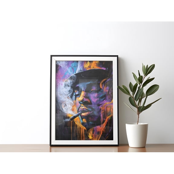 WestConfe Graffiti man smoking poster Reggae wall art street art home decor bold vibrant art print urban wall decor