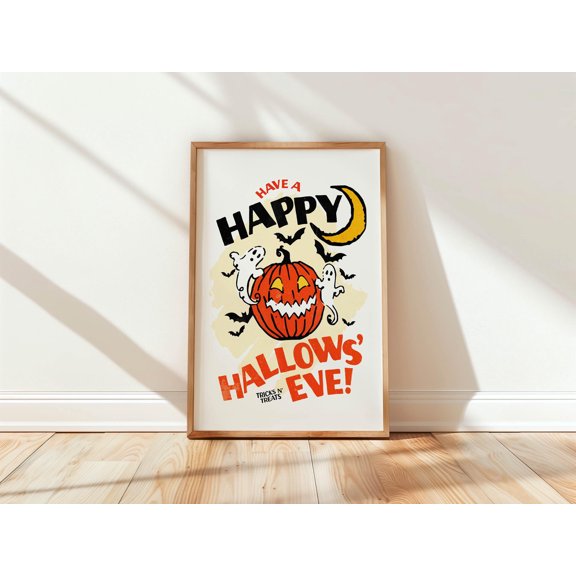 WestConfe Halloween Art Print Retro Halloween Party Gift Halloween Poster October Kitchen Wall Art Home Decor Kitchen Decor