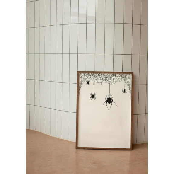 WestConfe Halloween Spiders Print, Cute Halloween Poster, Spooky Wall Art, Halloween , Black Print, Spiderweb Decor