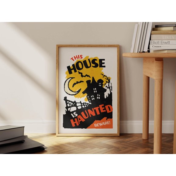 WestConfe Haunted Halloween Print Retro Halloween Art Kitchen Wall Art Halloween Poster October Kitchen Decor Halloween Party Gift for Home
