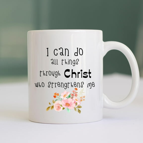 WestConfe I can do all things - Bible Verse Christian Mug – Philippians 4:13 – Christian Ceramic Coffee Cup – Inspirational Bible Verse Gift