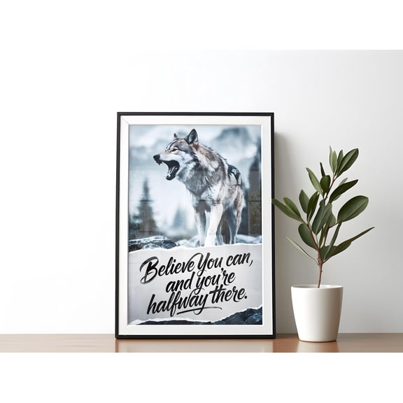 WestConfe Inspirational wolf wall art motivational poster animal print wolf wall art inspirational quote wall decor office wall art