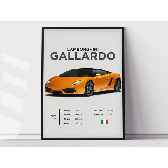 WestConfe Lamborghini Gallardo Poster Print, Boys Room Decor, Home Office Art, Room Decor, Car Posters