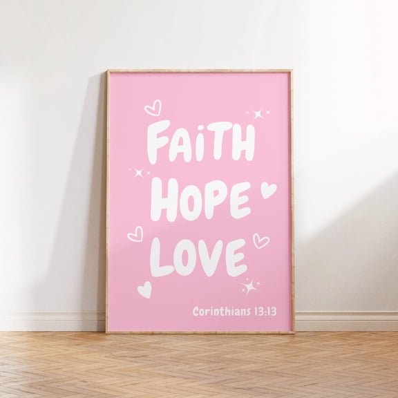 WestConfe Modern Art-Scripture Wall Art-Faith Hope Love-Pink Wall Art- Bible Verse Prints