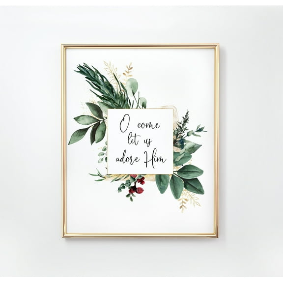 WestConfe O Come Let Us Adore Him Christmas Wall Art, Christmas Wall Decor, Winter Wall Art