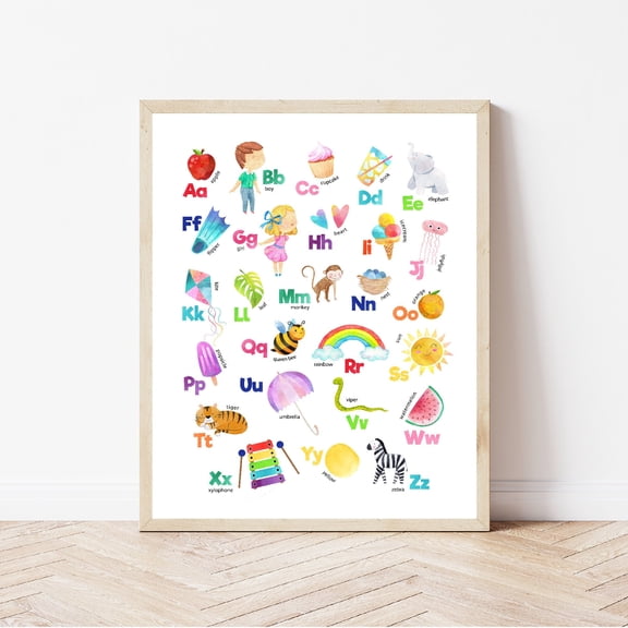 WestConfe Rainbow ABC poster, alphabet , classroom decor, playroom wall decor, preschool poster, educational poster