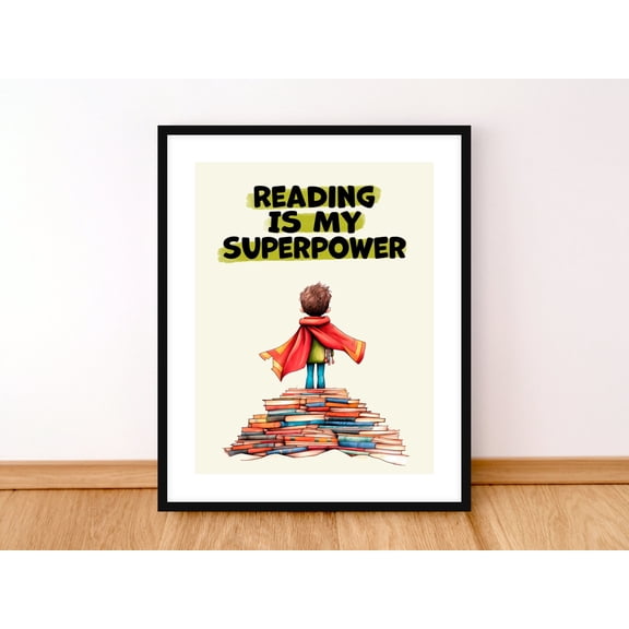 WestConfe Reading Poster, Book Poster, Classroom Decor, Library Decor, Reading Is My Superpower, Book Lover Gift
