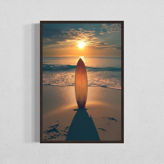 WestConfe Sunset Surfboard Beach Print: Coastal Summer Home Decor