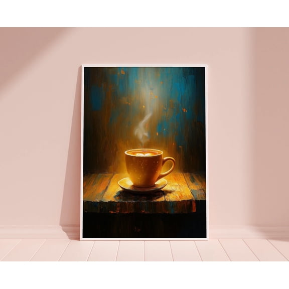 WestConfe Vintage Coffee Art Print - Espresso Poster, Coffee Painting, Coffee Bar Wall Art, Modern Kitchen Decor