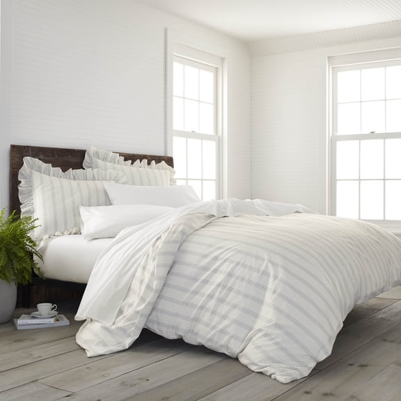 Martex EcoPure 3-Piece Organic Cotton Brooke Print Comforter Set, King – Comfort Wash