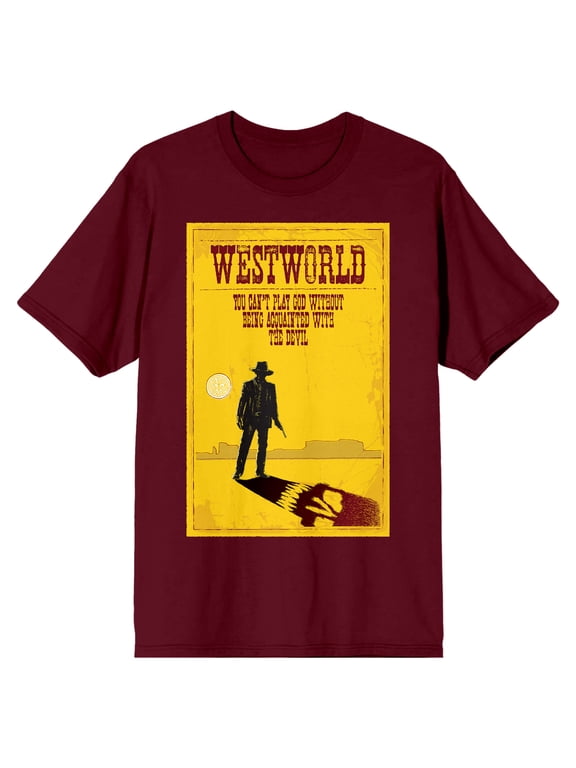 WestWorld Dr. Robert Ford You Can't Play God Without Being Acqainted With The Devil Men's Red T-Shirt Tee Shirt-Medium