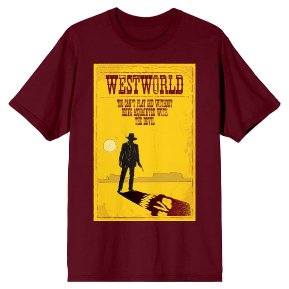 WestWorld Dr. Robert Ford You Can't Play God Without Being Acqainted With The Devil Men's Red T-Shirt Tee Shirt-Small