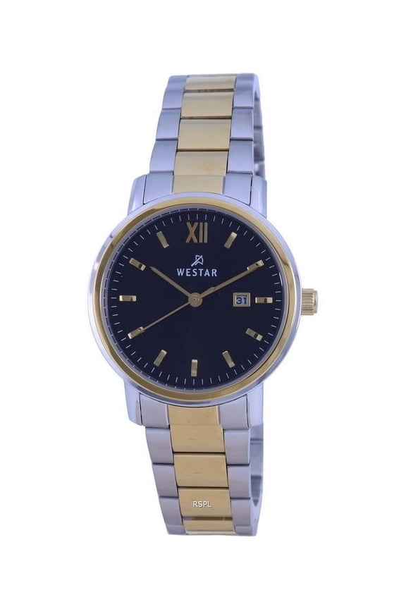Westar 40245CBN103 Black Two Tone Stainless Steel Quartz CBN Women Watch, Black