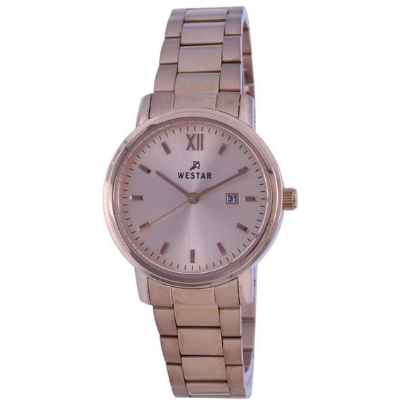 Westar 40245PPN609 Rose Gold Tone Stainless Steel Quartz PPN Women Watch, White