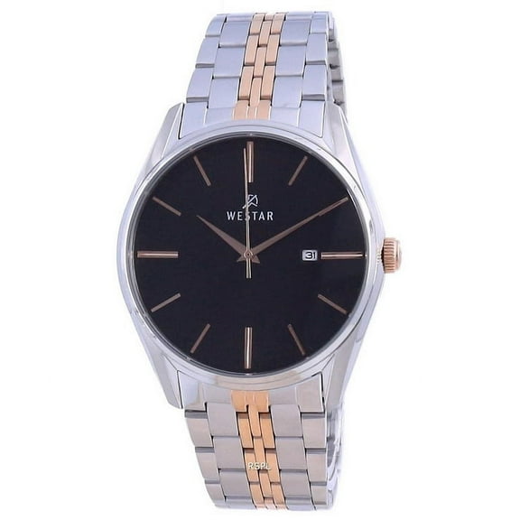 Westar  41 mm Black Dial Two Tone Stainless Steel Quartz Men Casual Watch, White