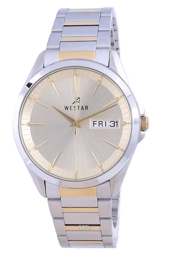 Westar Champagne Dial Two Tone Stainless Steel Quartz 50212 CBN 102 Men's Watch