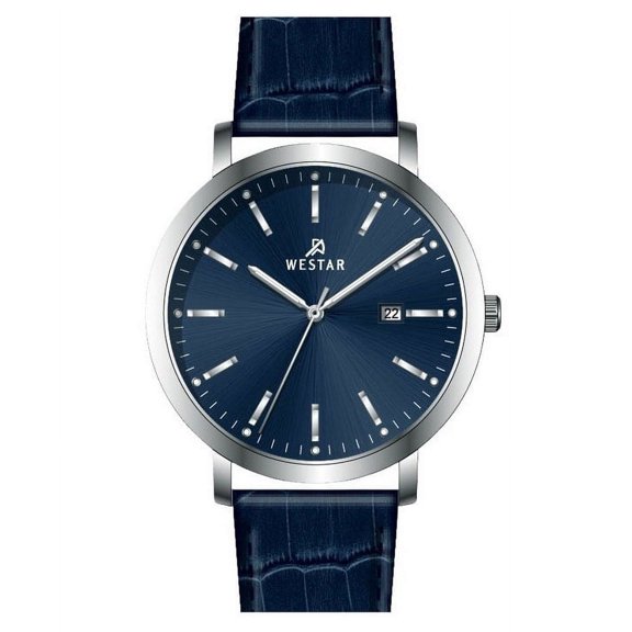 Westar Profile Leather Strap Blue Dial Quartz 50216STN144 Men's Watch