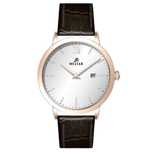 Westar Profile Leather Strap Silver Dial Quartz 50214PPN627 Men's Watch