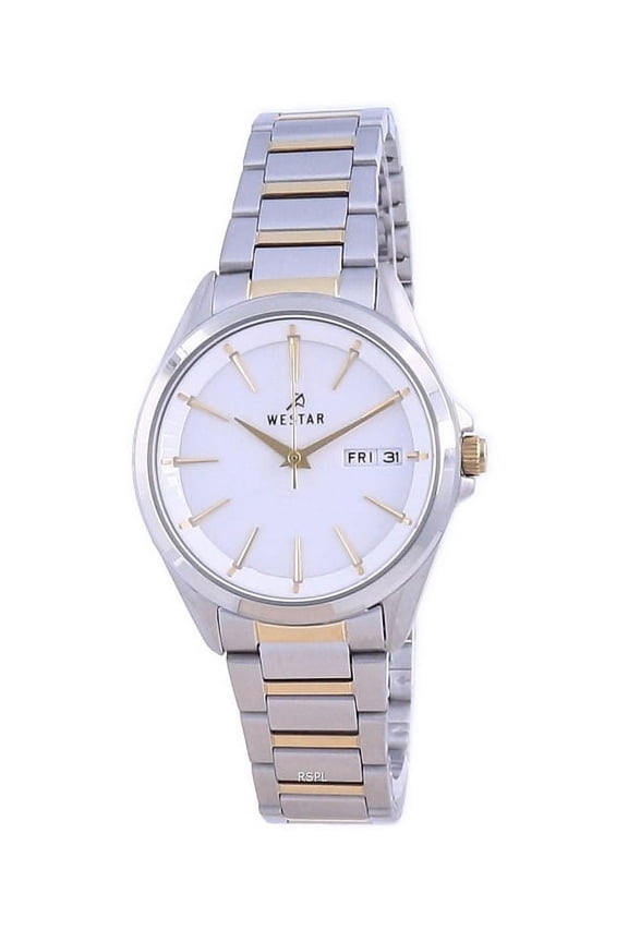 Westar Women's 16 mm White Dial Two Tone Stainless Steel Wristwatch, Multicolor, (40212 CBN 101)